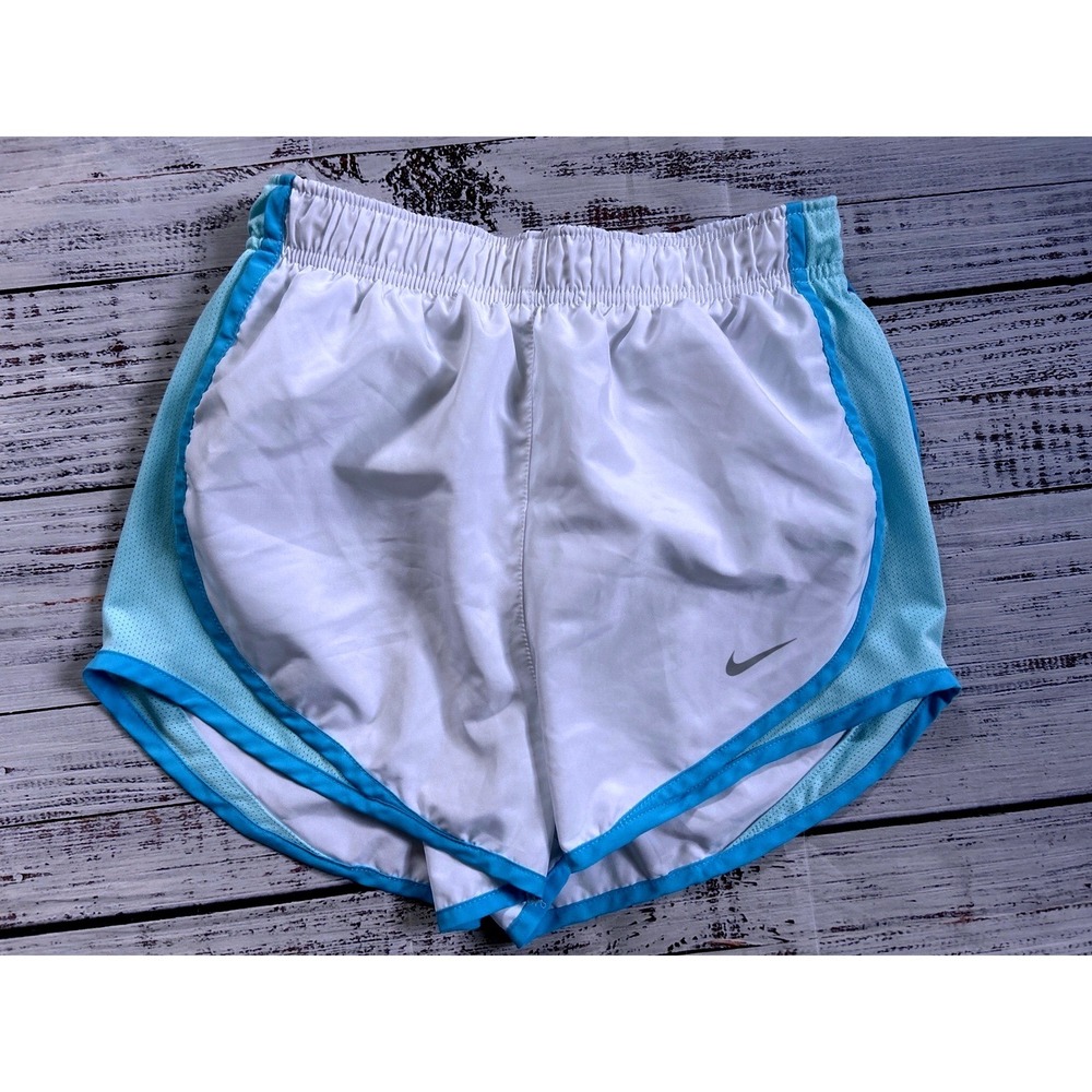 Nike Running Shorts XS White Blue Dri-FIT Mesh Panels Built-in Briefs